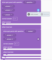 Nested quiz question